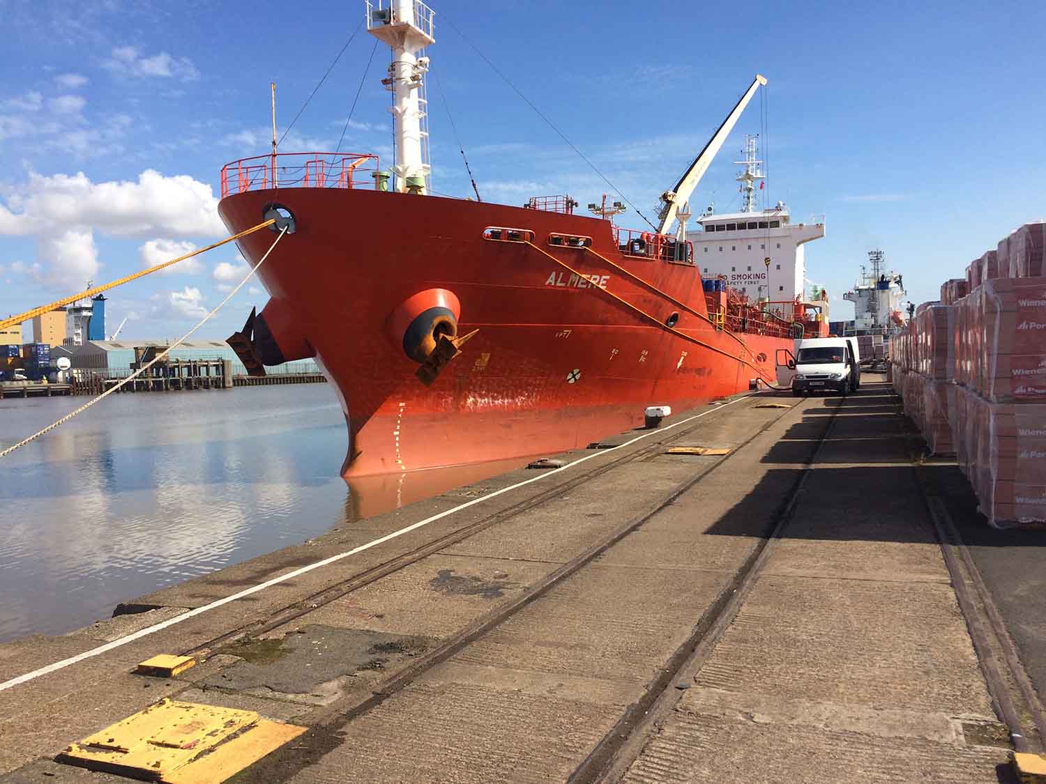 A colour image of the Almere tanker docked , the tanker used for the Almere trial to validate Forecast Technology'sDNA Tracer technologies
